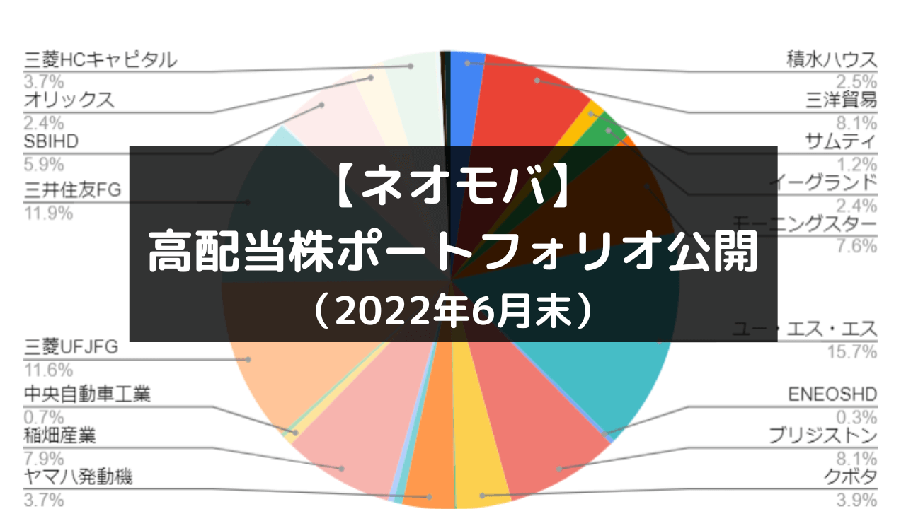 【ネオモバ】 高配当株ポートフォリオ公開 （2022年6月末）