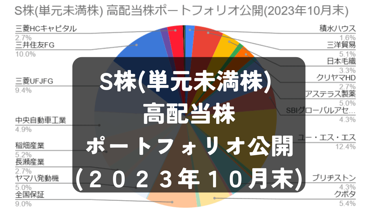 S株(単元未満株) 高配当株 ポートフォリオ公開 (２０２３年１０月末)
