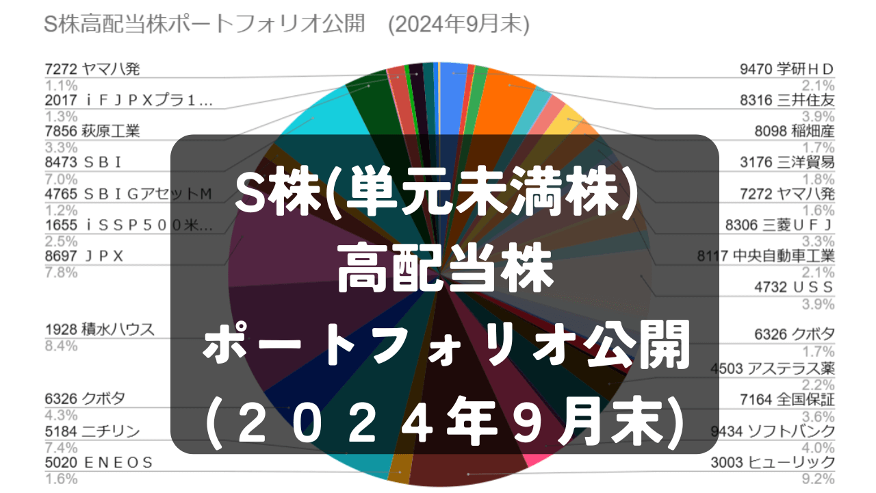 S株(単元未満株) 高配当株 ポートフォリオ公開 (２０２４年９月末)